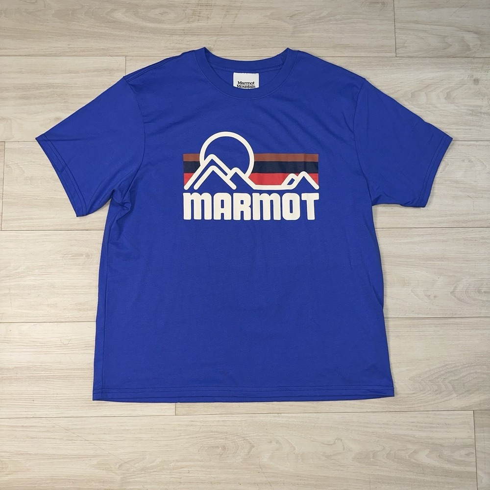 Marmot Mountain Short Sleeve T-Shir tMen's X-Large Blue Mountain Casual Soft